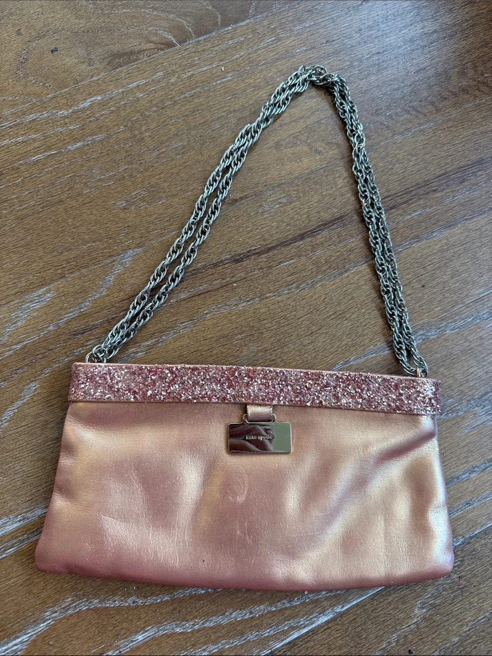 Vintage glitter Kate spade mini Penelope chain purse copper